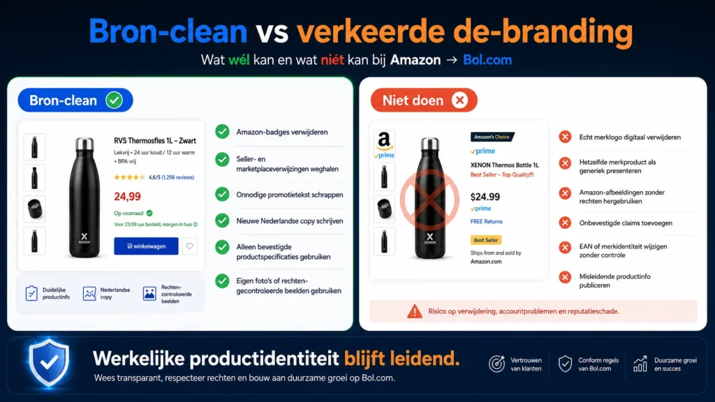 Verschil tussen bron-clean content en onjuiste merkverwijdering voor Bol.com
